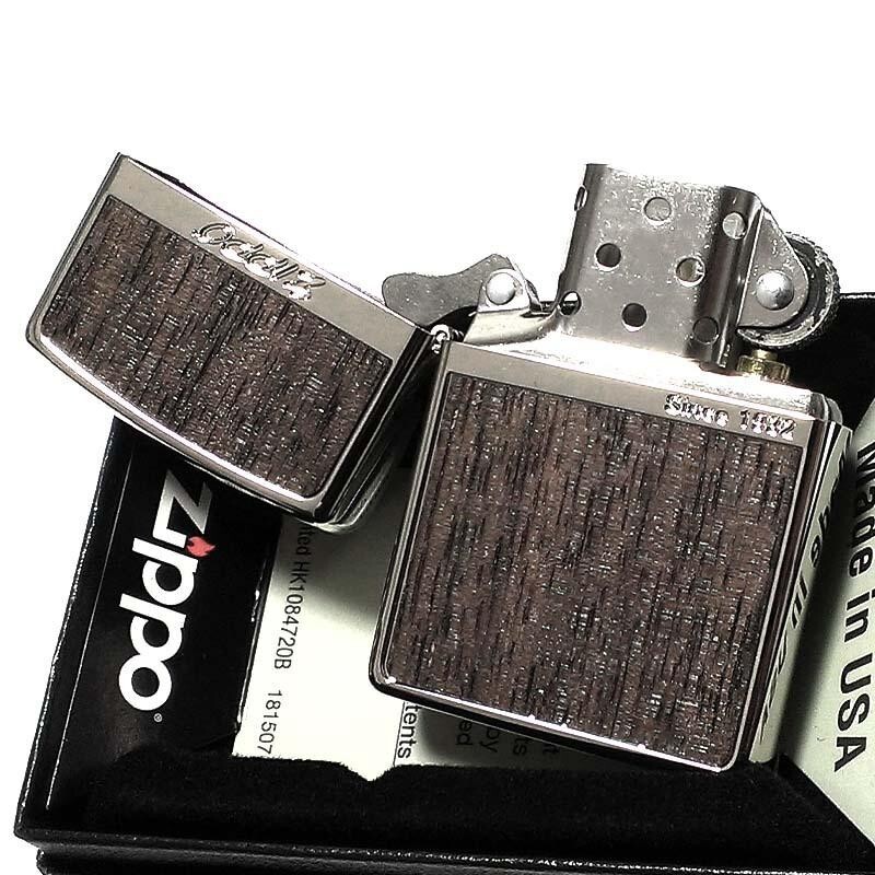 Zippo Oil lighter Rose Wood Light White Nickel Silver Stripe Regular Case Japan