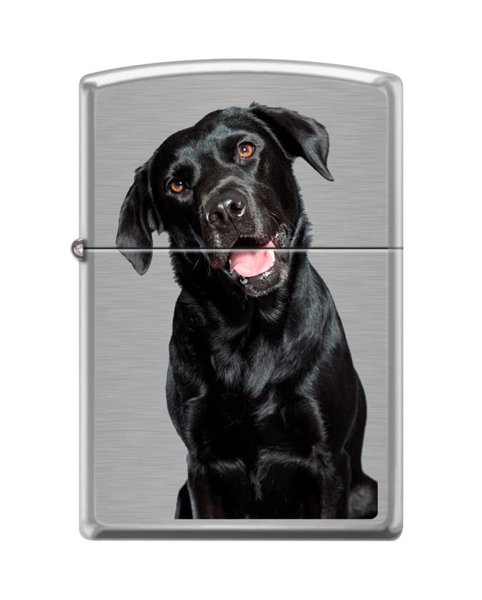 Zippo Lighter-Black Labrador Retriever Dog Brushed Chrome Lighter #Z5423