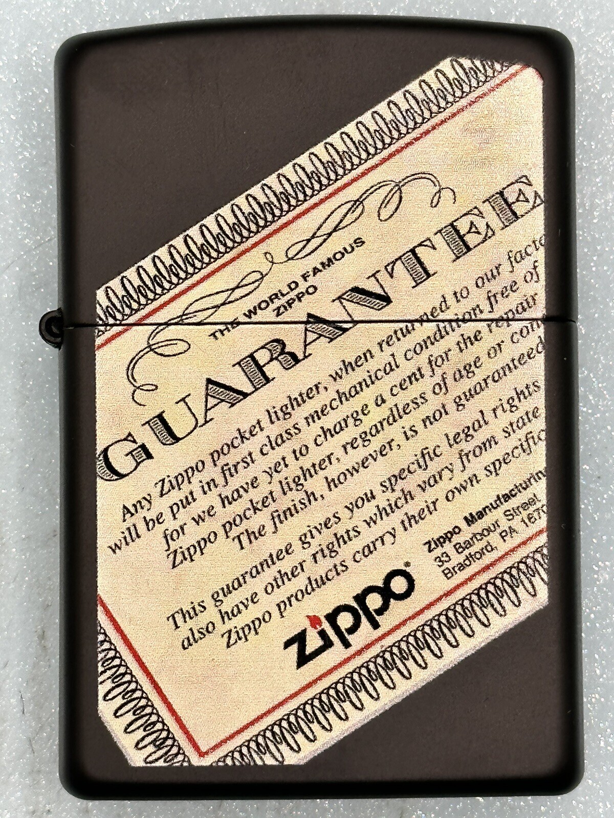 2016 Zippo Lifetime Guarantee Black Matte Zippo Lighter NEW