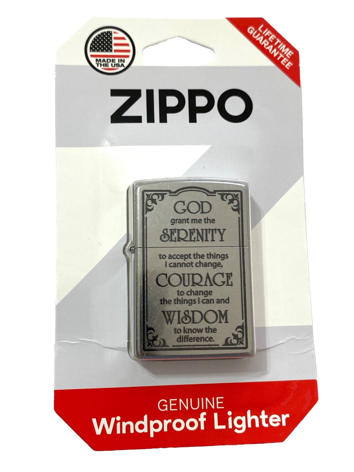 NEW ZIPPO Windproof Lighter “Serenity Prayer” Religious Made In USA Lifetime Gnt