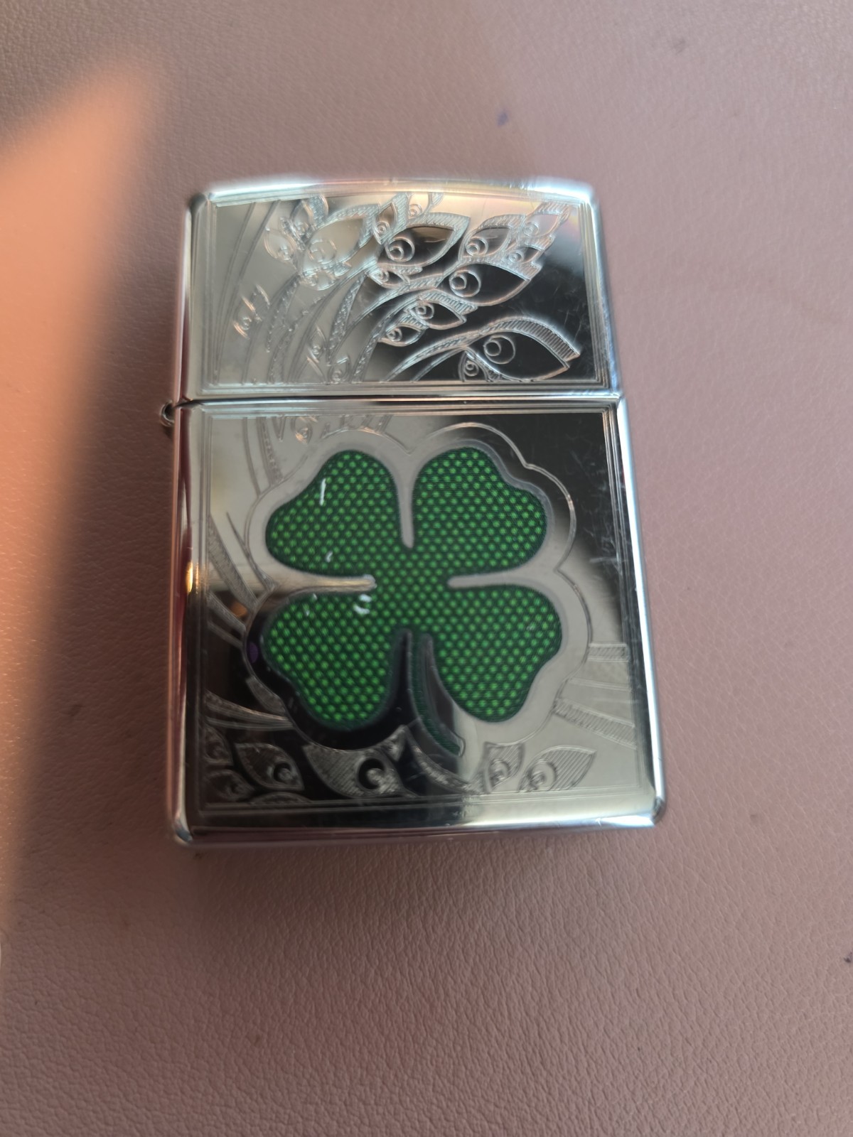 Zippo Windproof 4 Leaf Clover Lighter, Green Shamrock, 24699, 2011 – HR