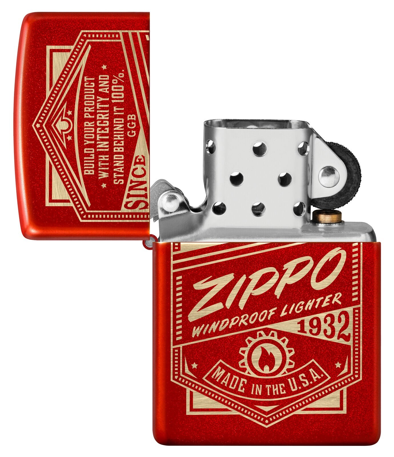 Zippo It Works Design Metallic Red 48620