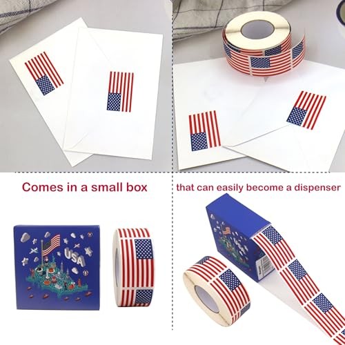500 Count American Flag Stickers – 2″ x 1.2″