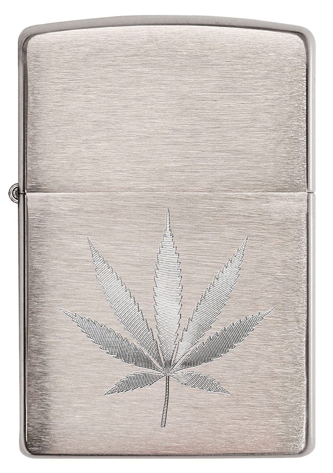 Zippo Brushed Chrome Marijuana Leaf Pocket Lighter