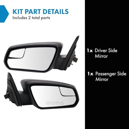 Power Side Mirror Set with Spotter Glass Textured Black Driver & MRA11260
