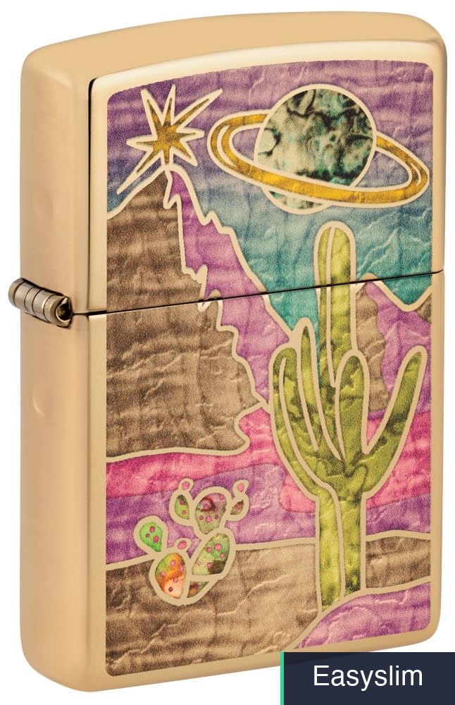Brass Pocket Lighter with Desert Fusion Design Windproof Refillable