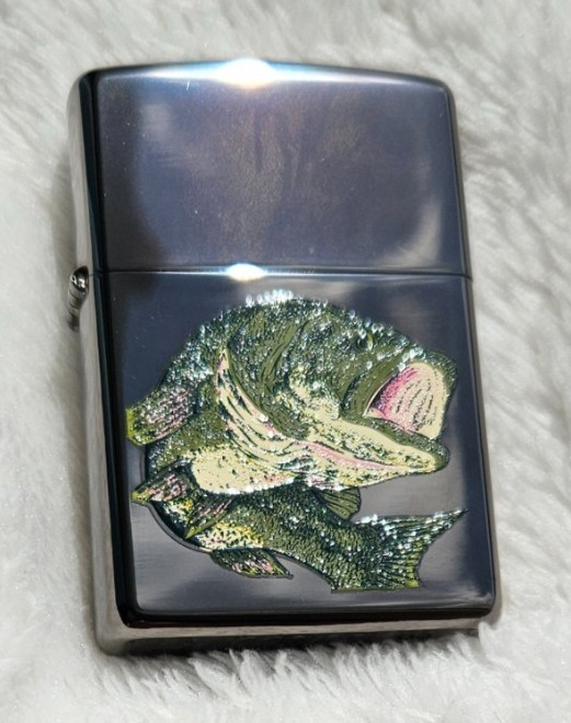 Zippo Lighter 2003 Zippo Outdoor Series: FISH, Black Ice, New in Box