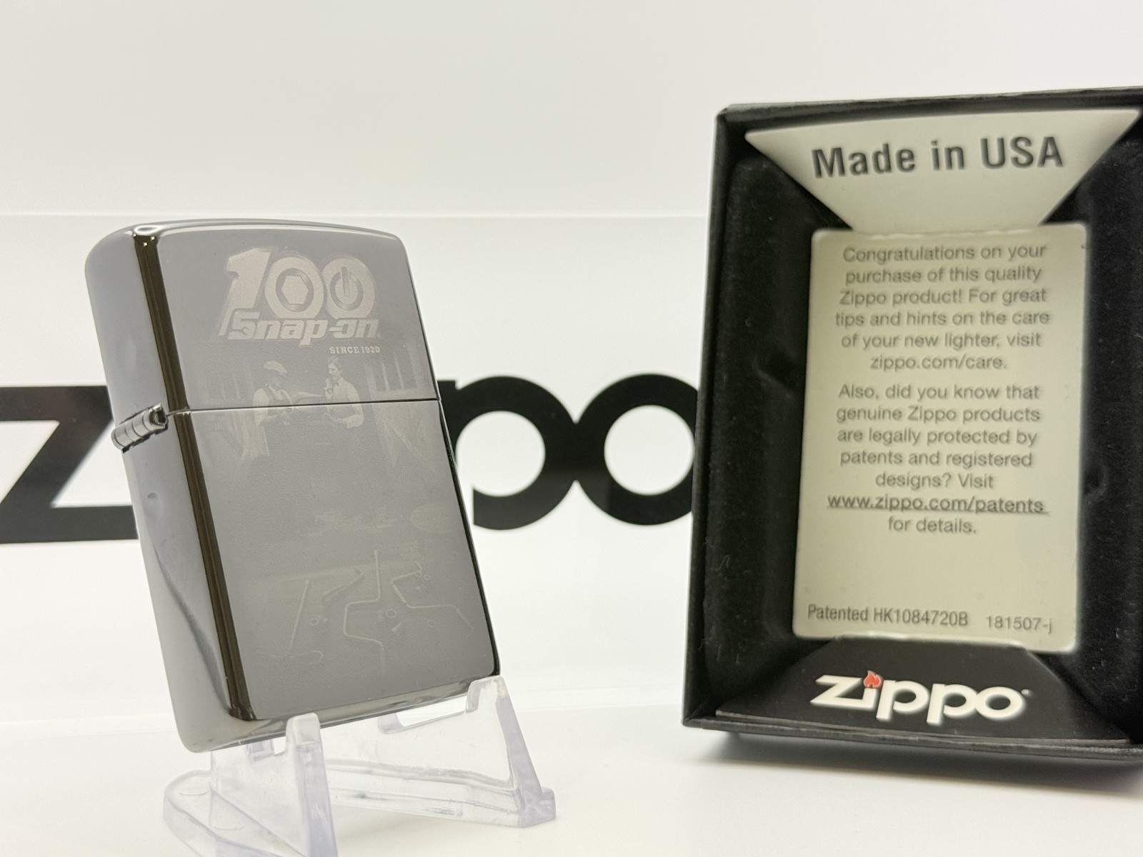 GENUINE ZIPPO LIGHTER HISTORY OF SNAP ON AND ZIPPO CHROME FINISH BOXED & NEW