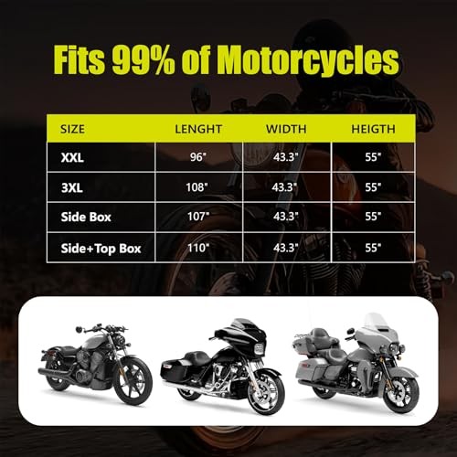YSAPCE Motorcycle Cover 600D Waterproof for Harley Davidson Touring Side Box