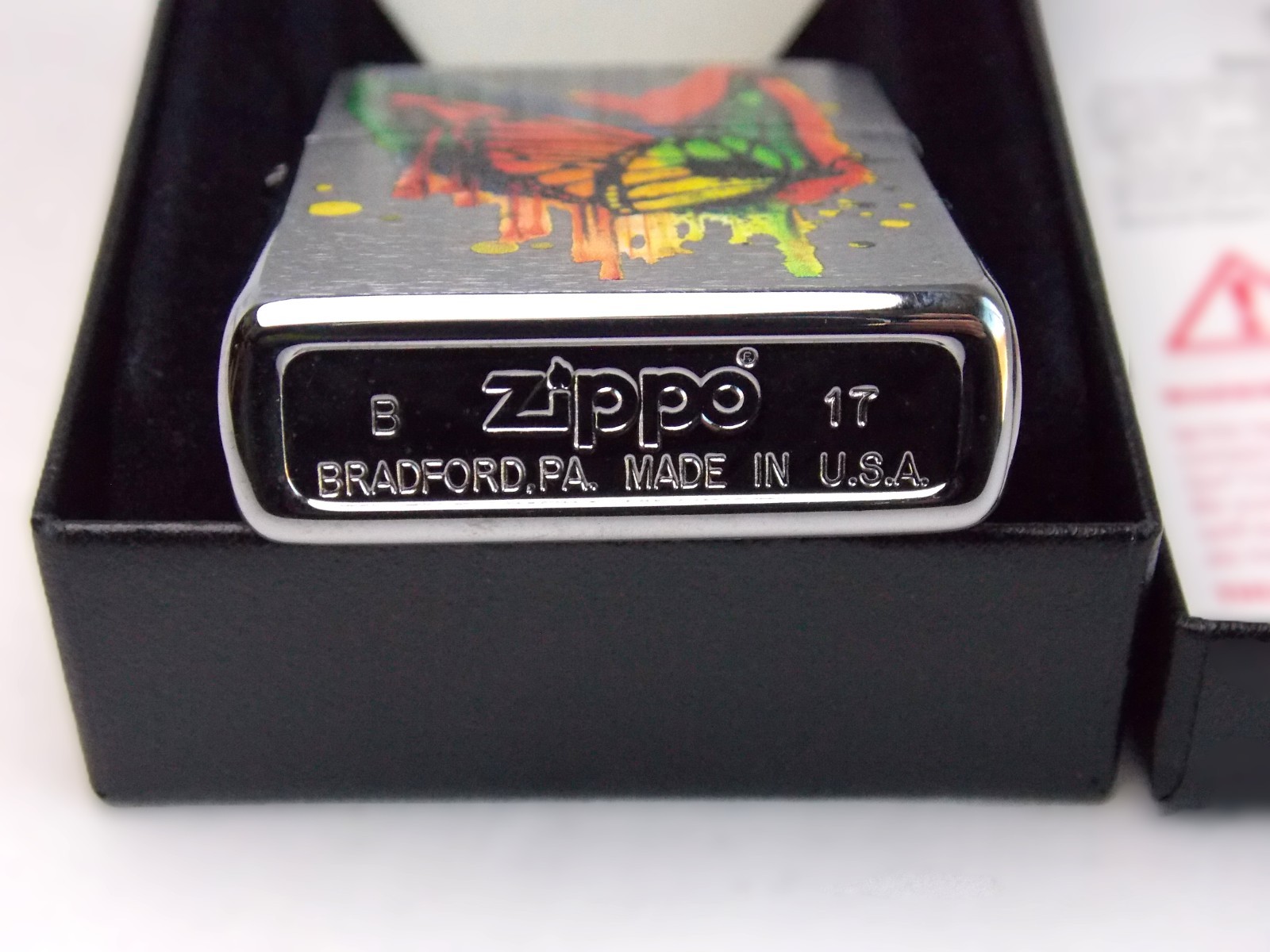 Zippo Painted Butterfly Chrome Lighter – Unfired