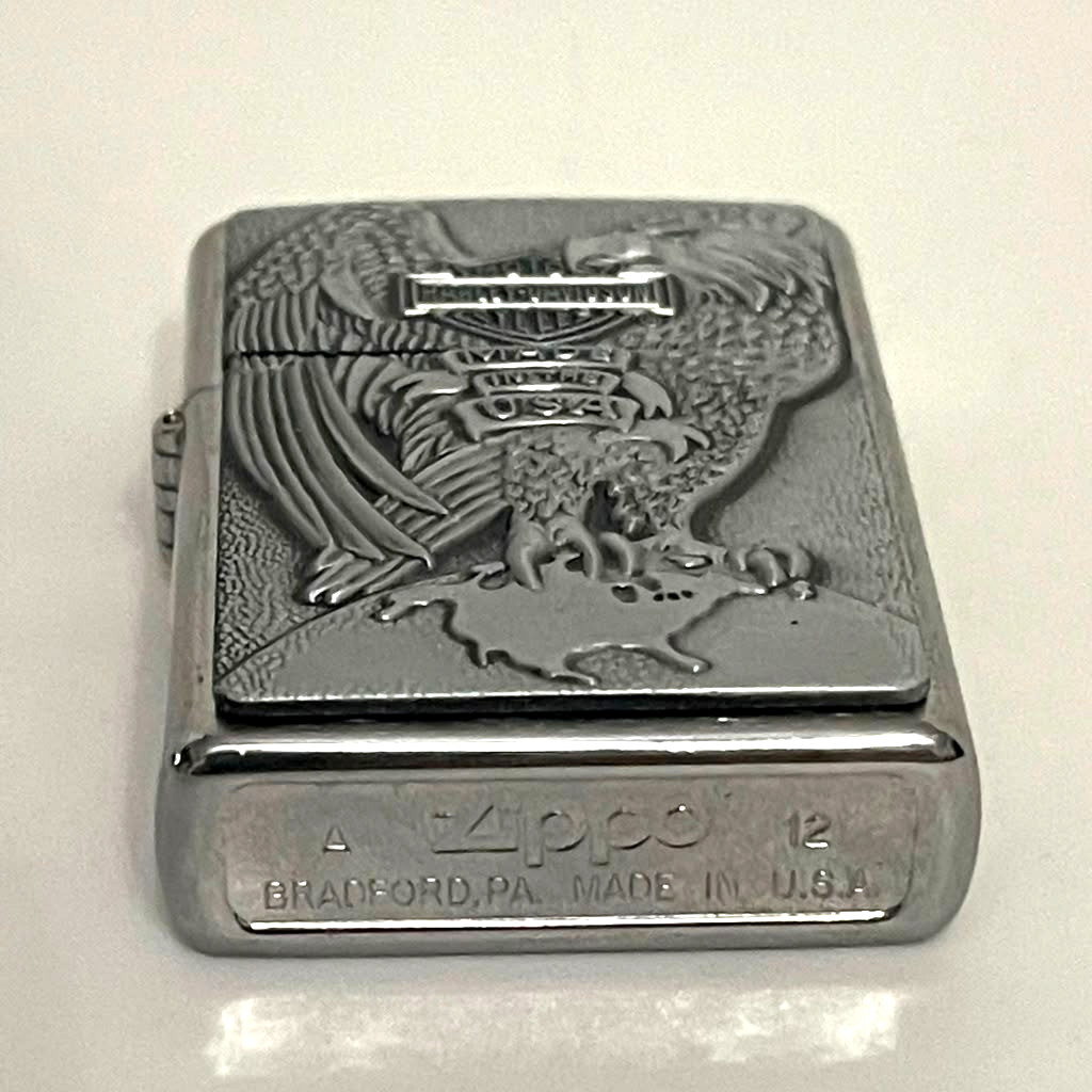 Harley Davidson Made In The USA Eagle On Top Of The World Zippo Lighter With Box