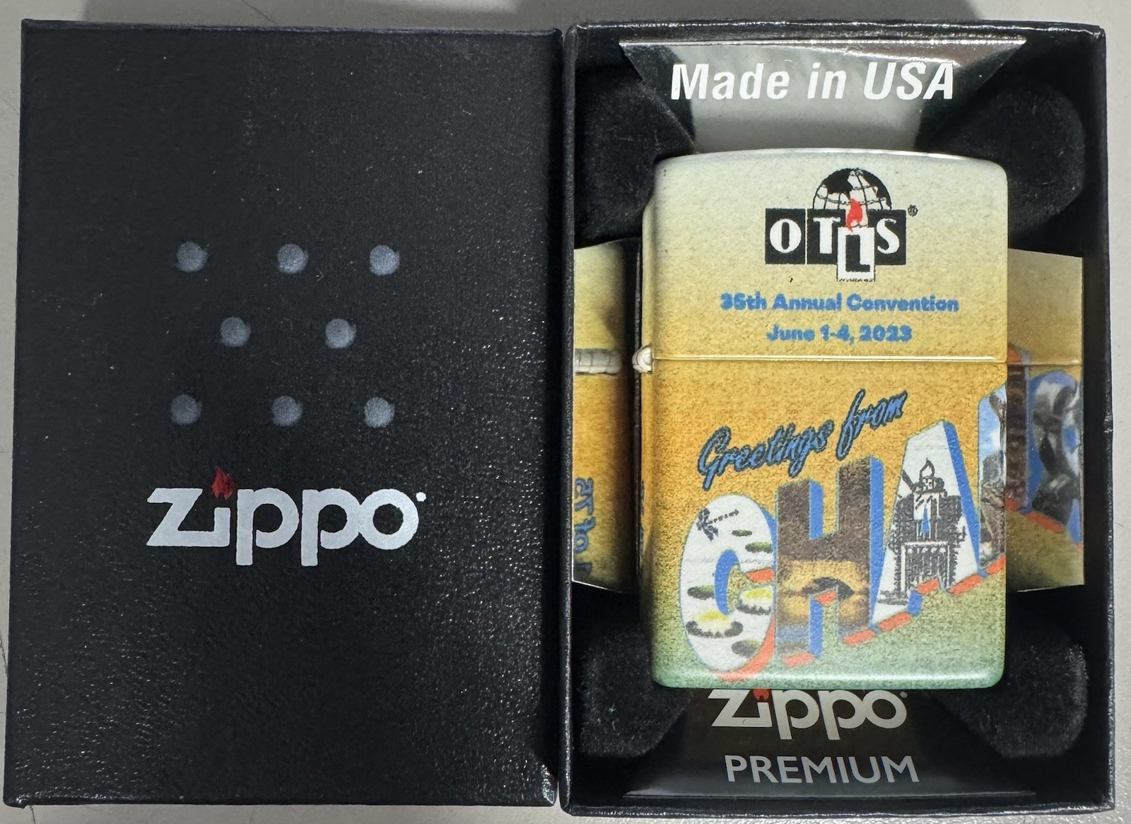 ZIPPO 2023 OTLS 35TH CONVENTION CHARLOTTE 540 DESIGN LIGHTER UNFIRED IN BOX D136