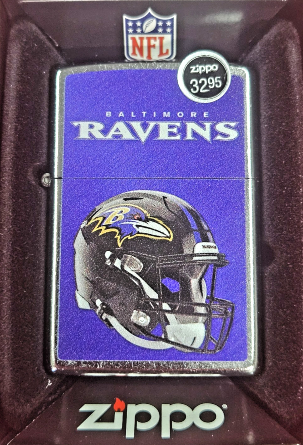 Zippo 48420 Windproof Pocket Lighter NFL Baltimore Ravens Helmet New Old Stock