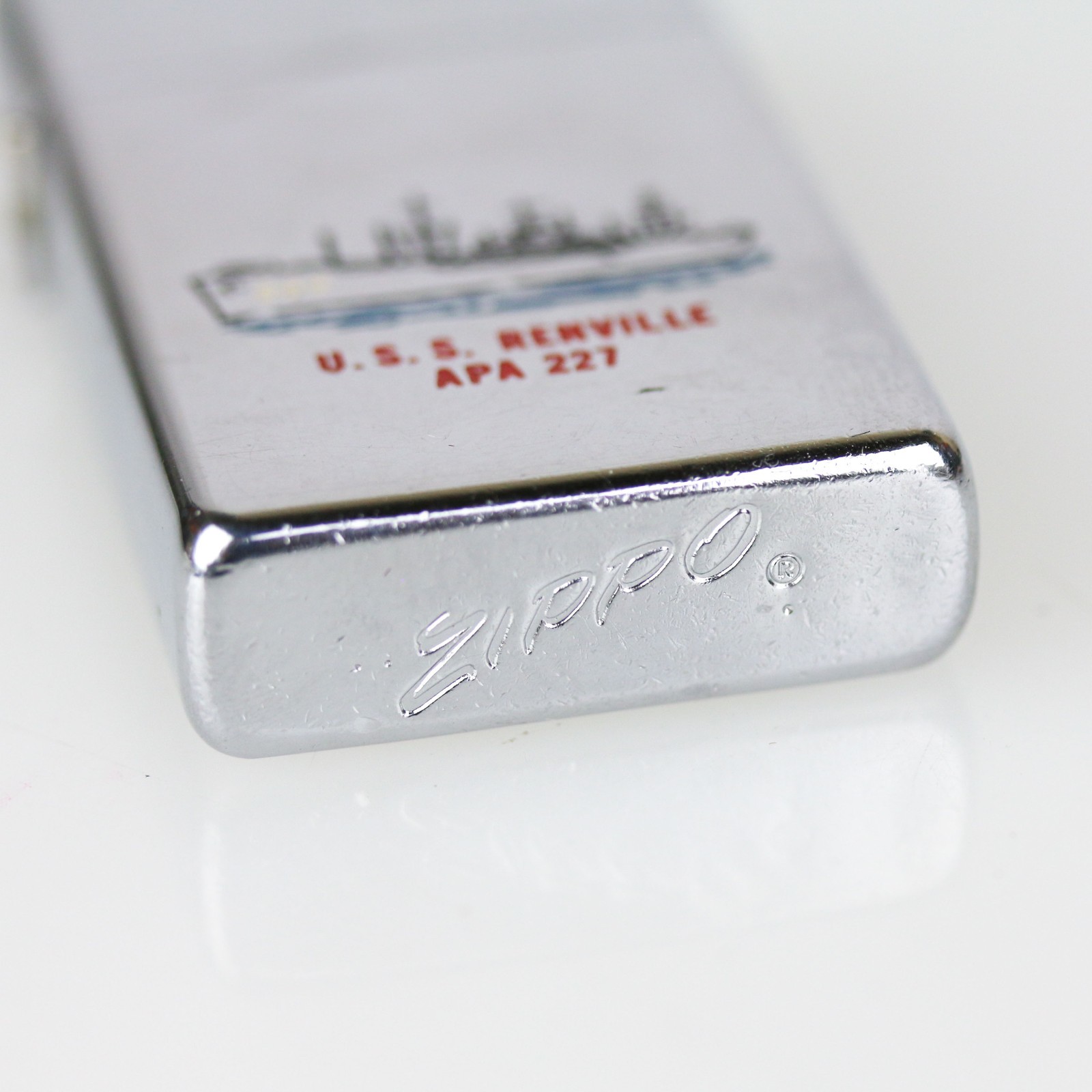 Vintage 1960’s Vietnam US Navy USS Renville APA 227 Zippo Slim Lighter