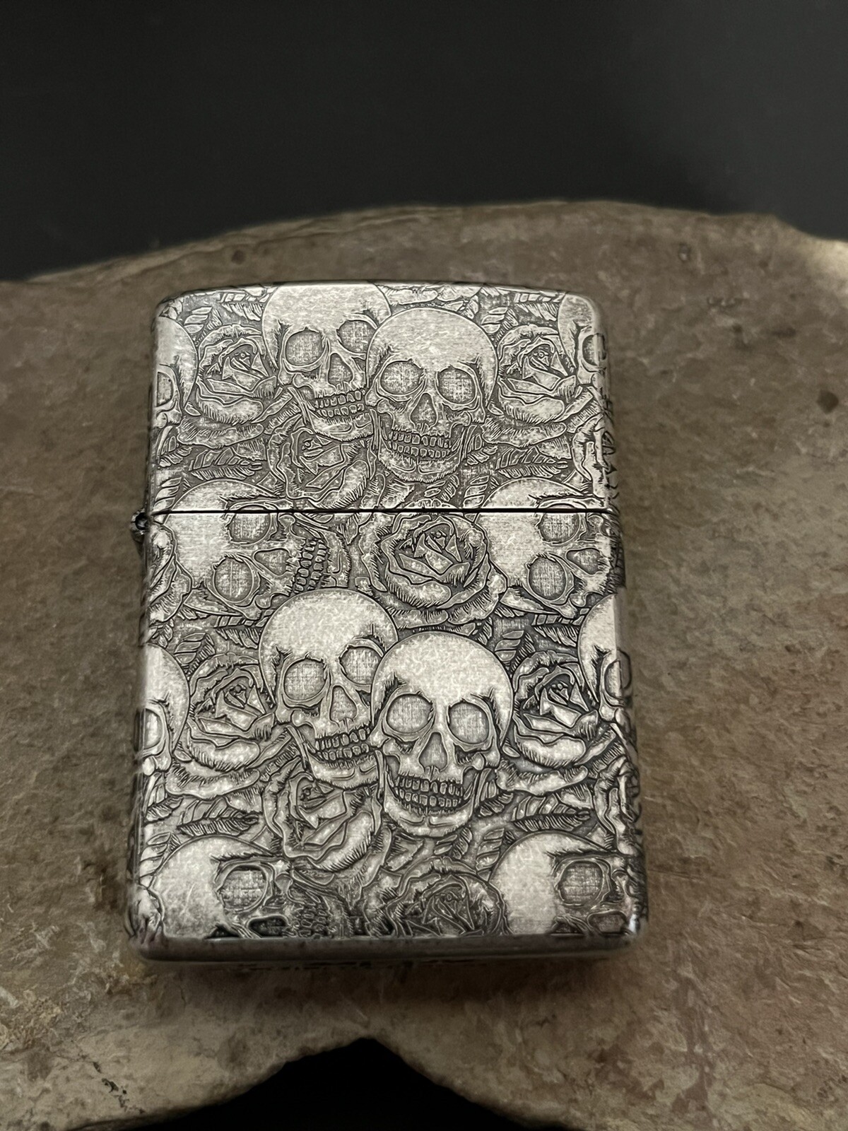 ZIPPO SKULL 5-SIDE SILVER ARMOR IN BOX NEW