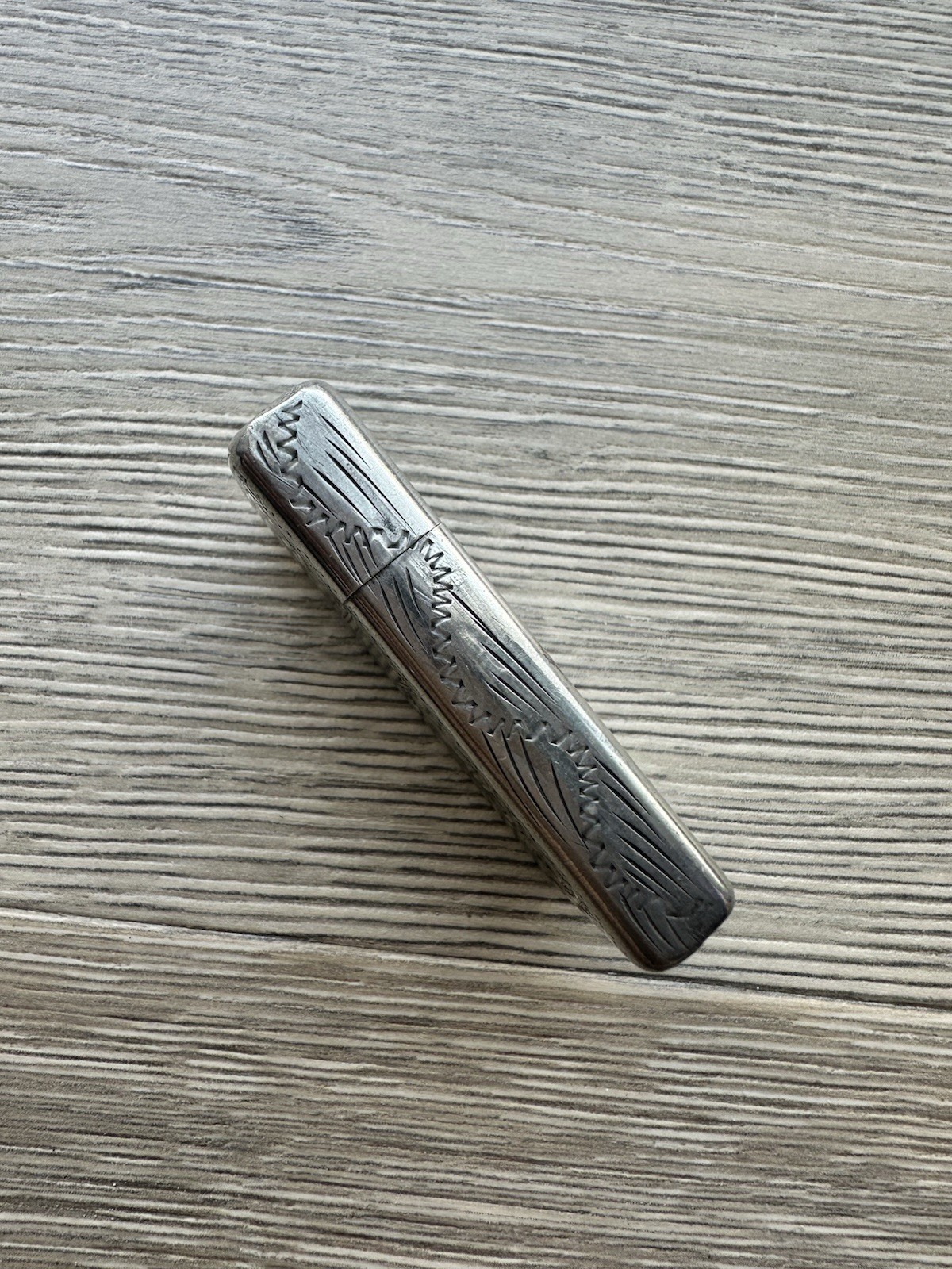 Vintage Silver Petrol Lighter w/ Zippo Insert 2517191 Floral Engraving-As Found