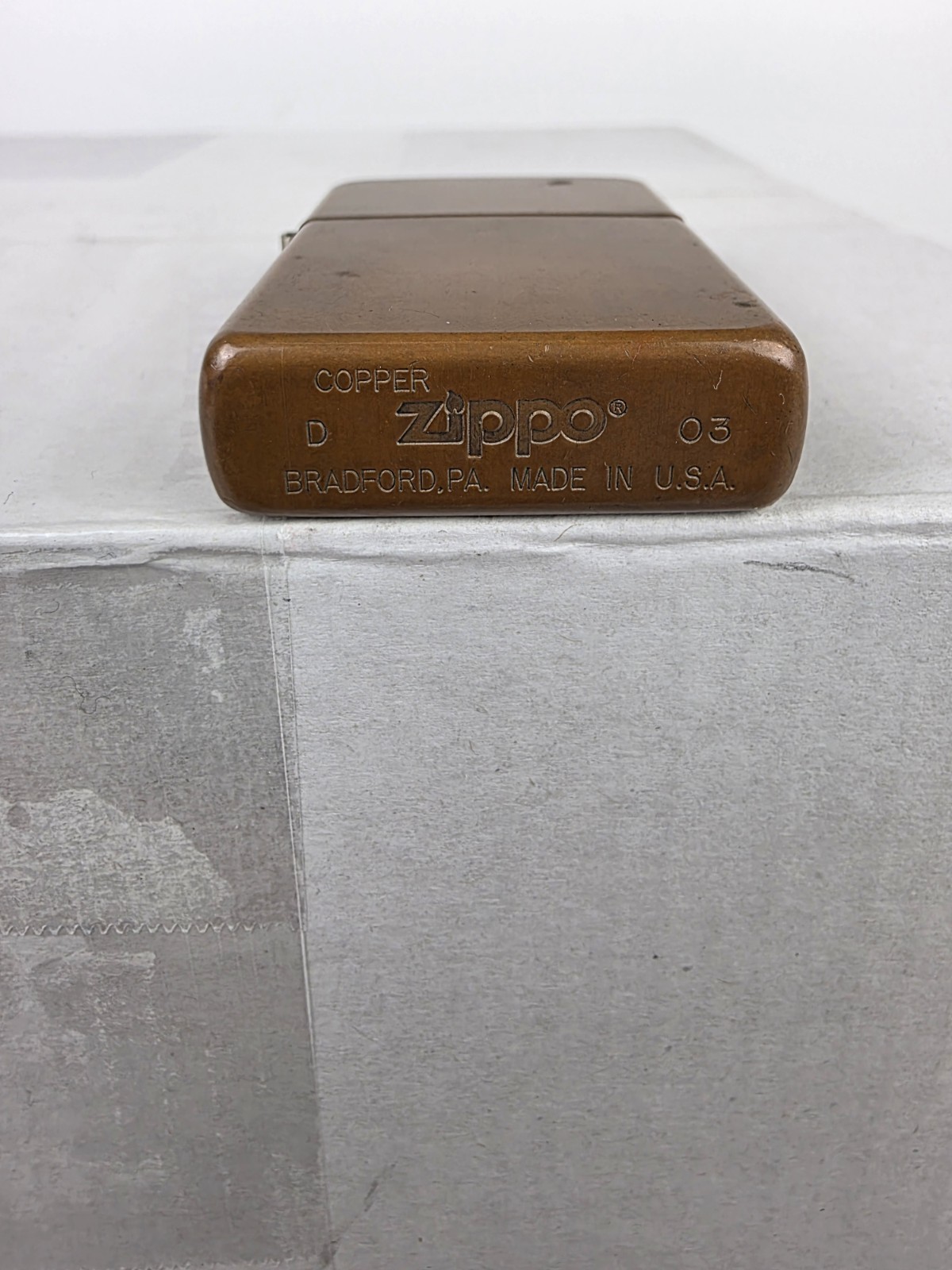 Vintage 2003 Zippo Solid Copper Lighter C-03 Made In USA Good Condition