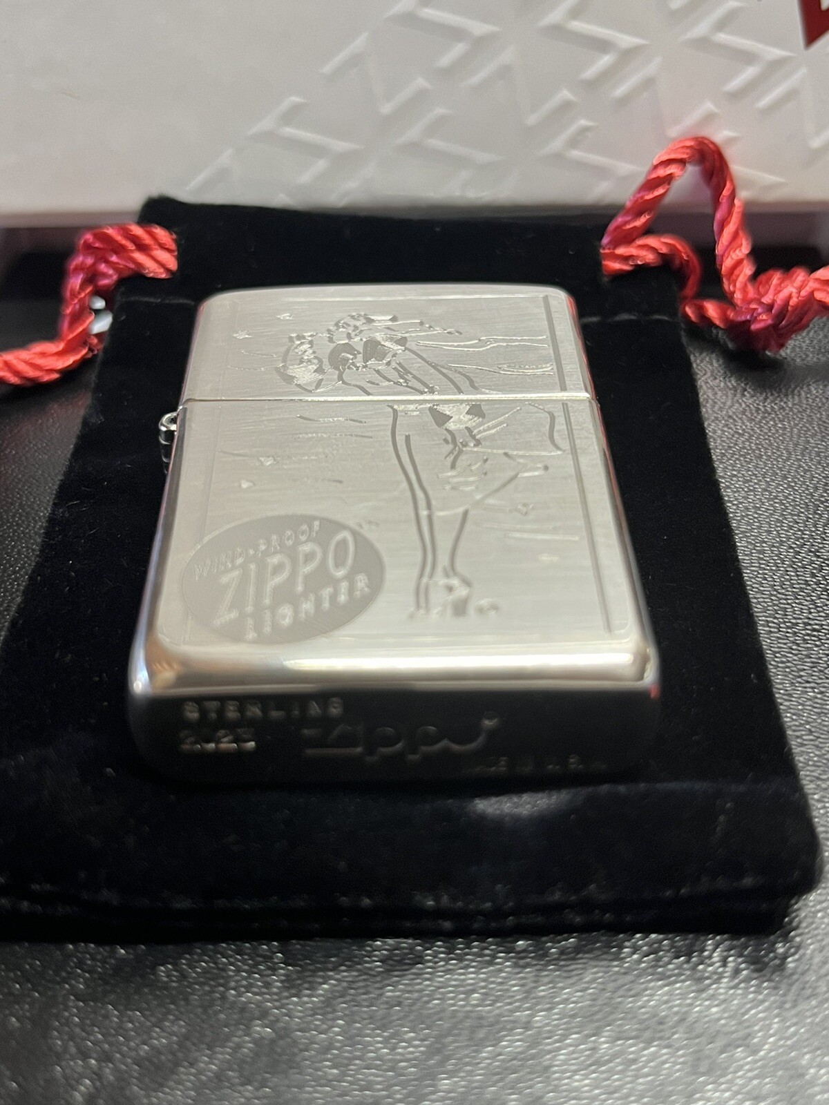 Zippo Lighter Sterling silver Vintage Windy Lady Zippo Lighter