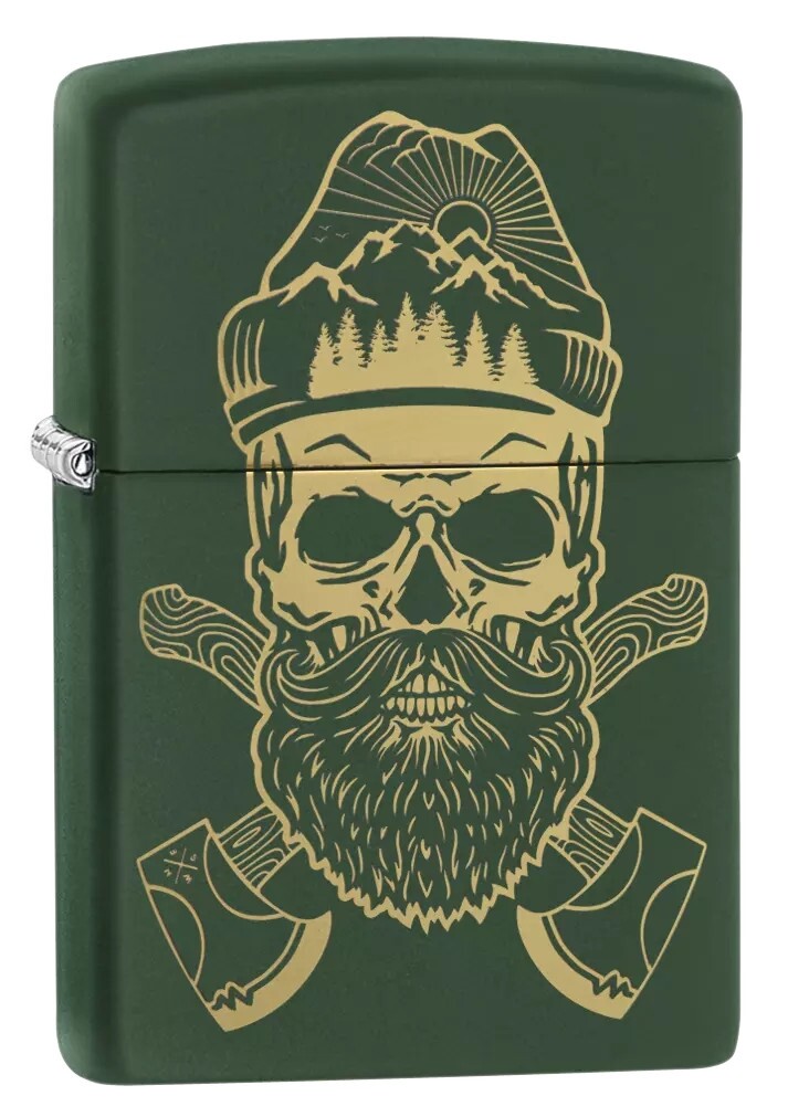 Zippo Outdoor Skull Design Green Matte Windproof Lighter, 221-081161