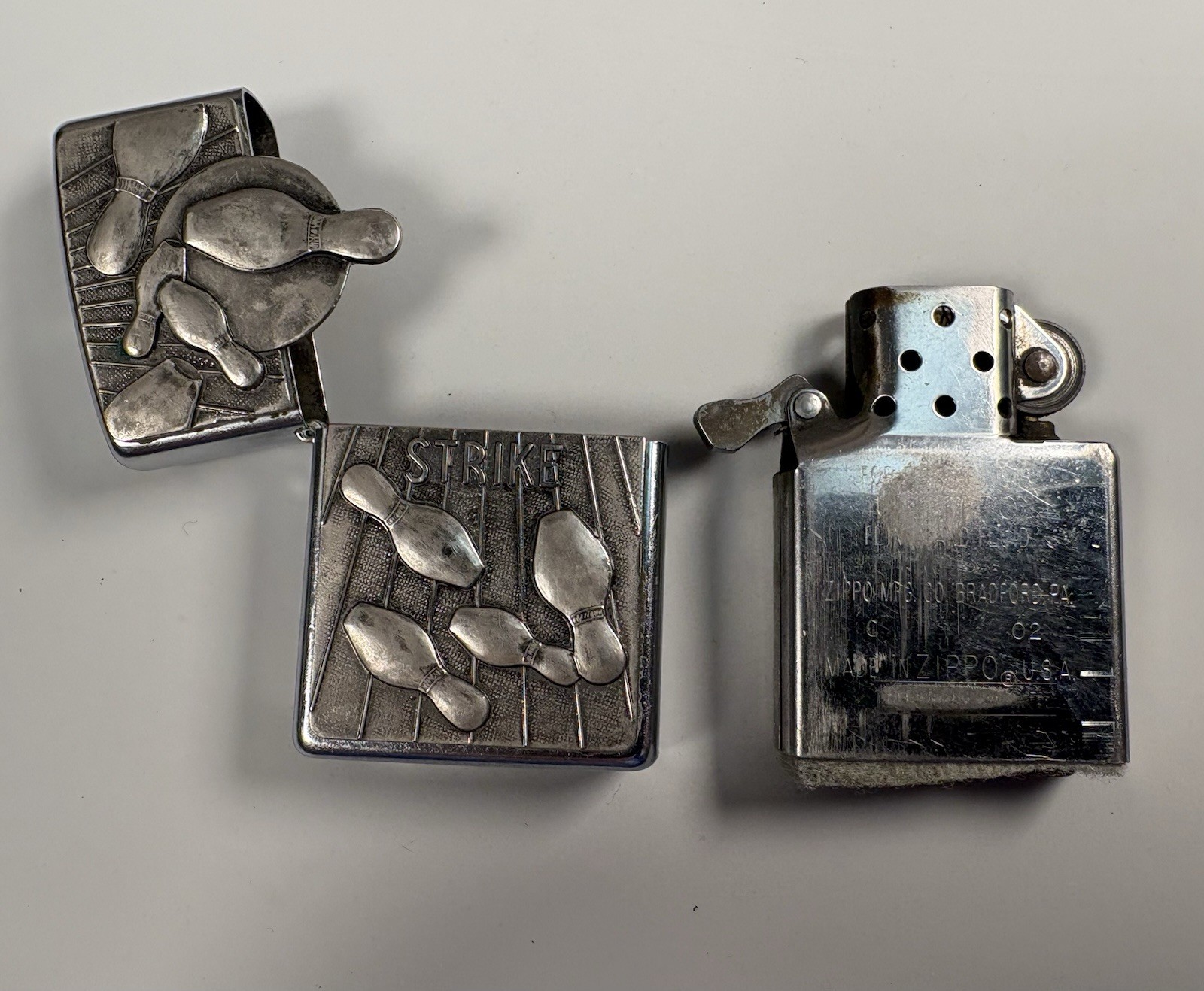 2002 Zippo Bowling Strike Lighter Raised Bowling Pin Design – Sparks USA