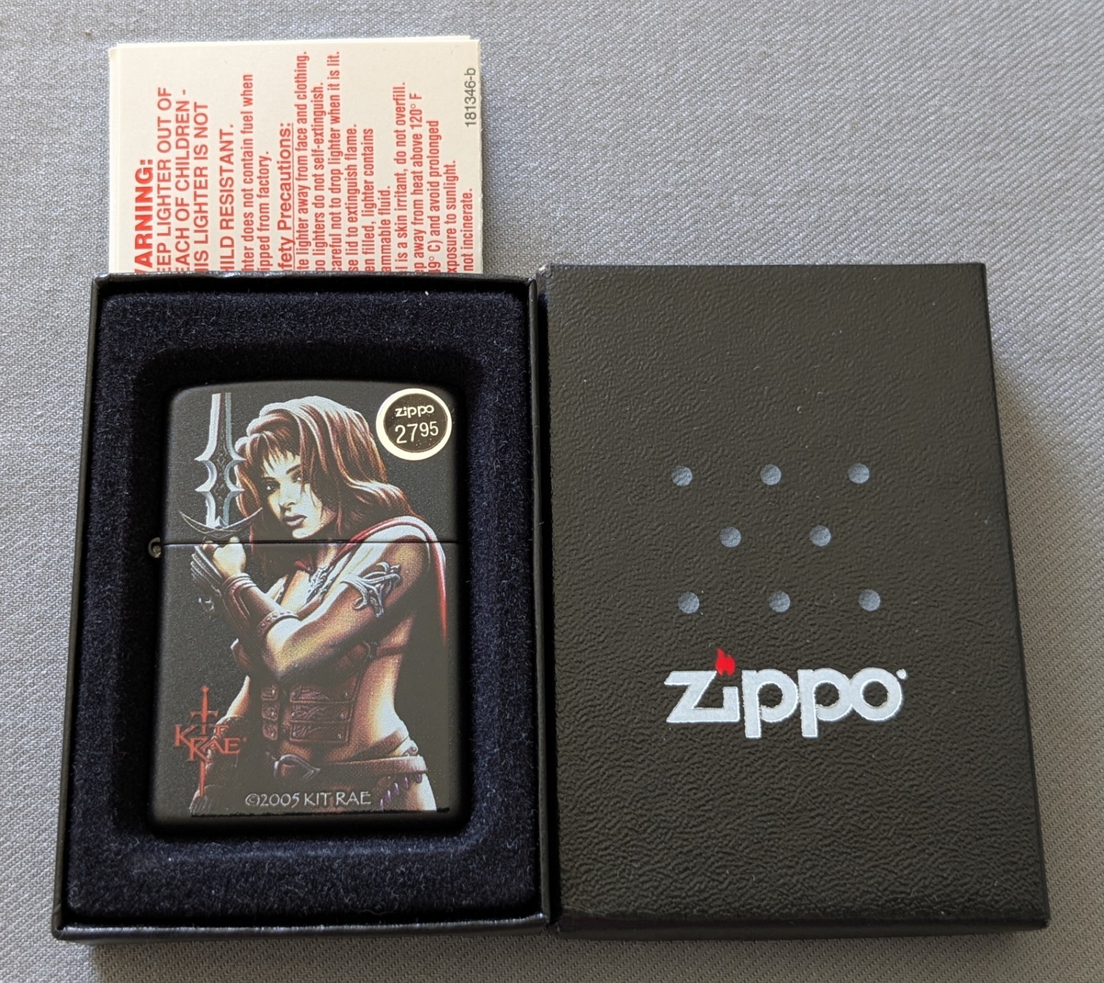 2008 KIT RAE VAELEN BLACK MATTE ZIPPO LIGHTER MIB RARE