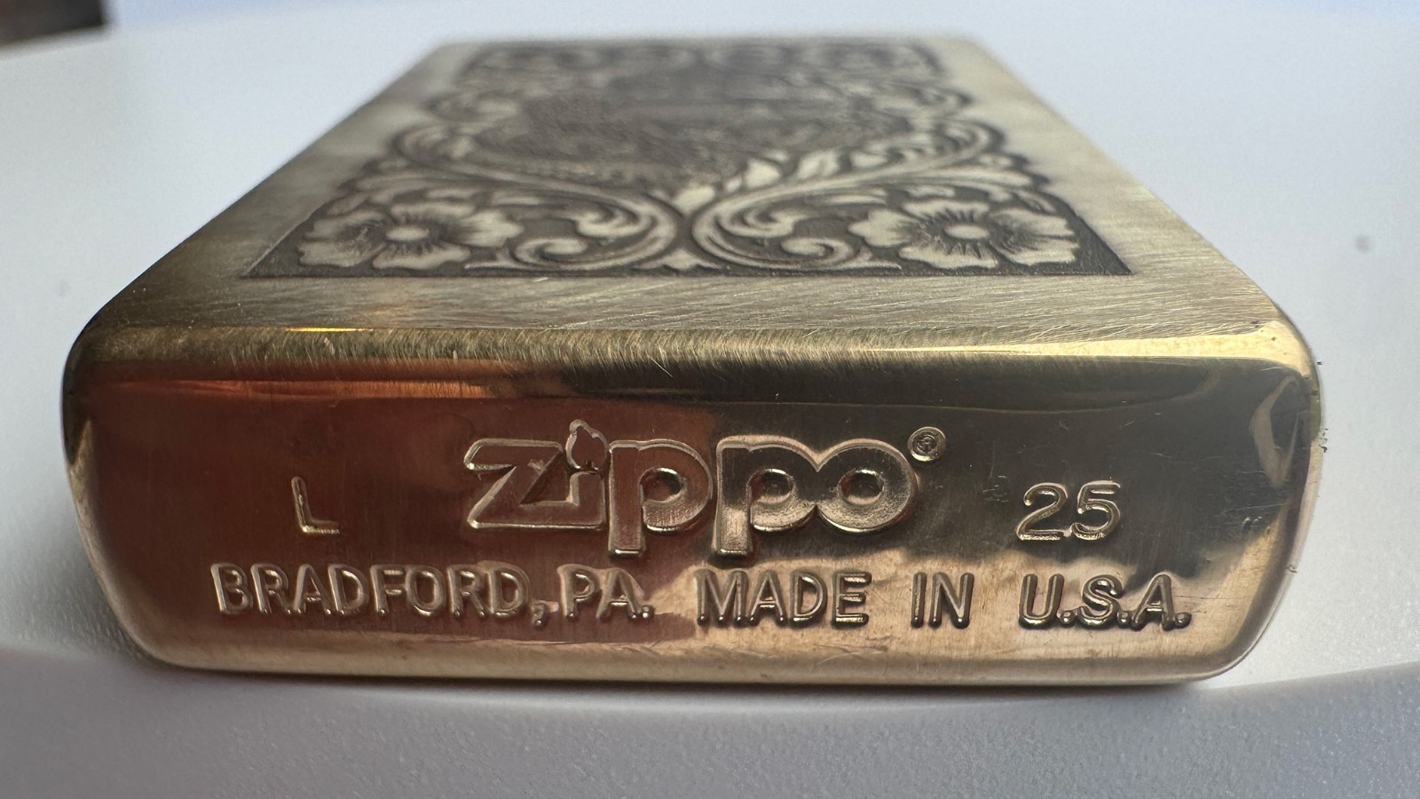 Rattlesnake with Western Floral Scrolls Brass Zippo Lighter – Made in USA