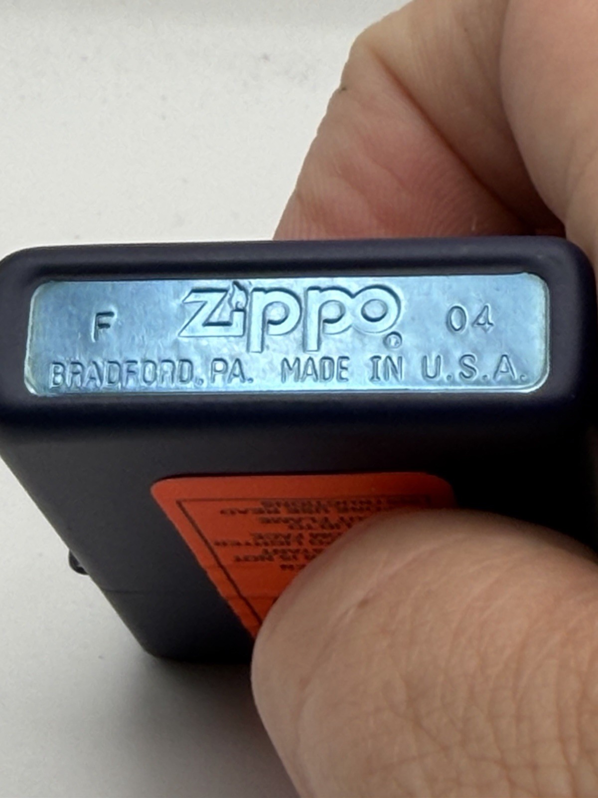 Vintage 2004 Trevco US Flag One Nation Under God Blue Matte Zippo Lighter New