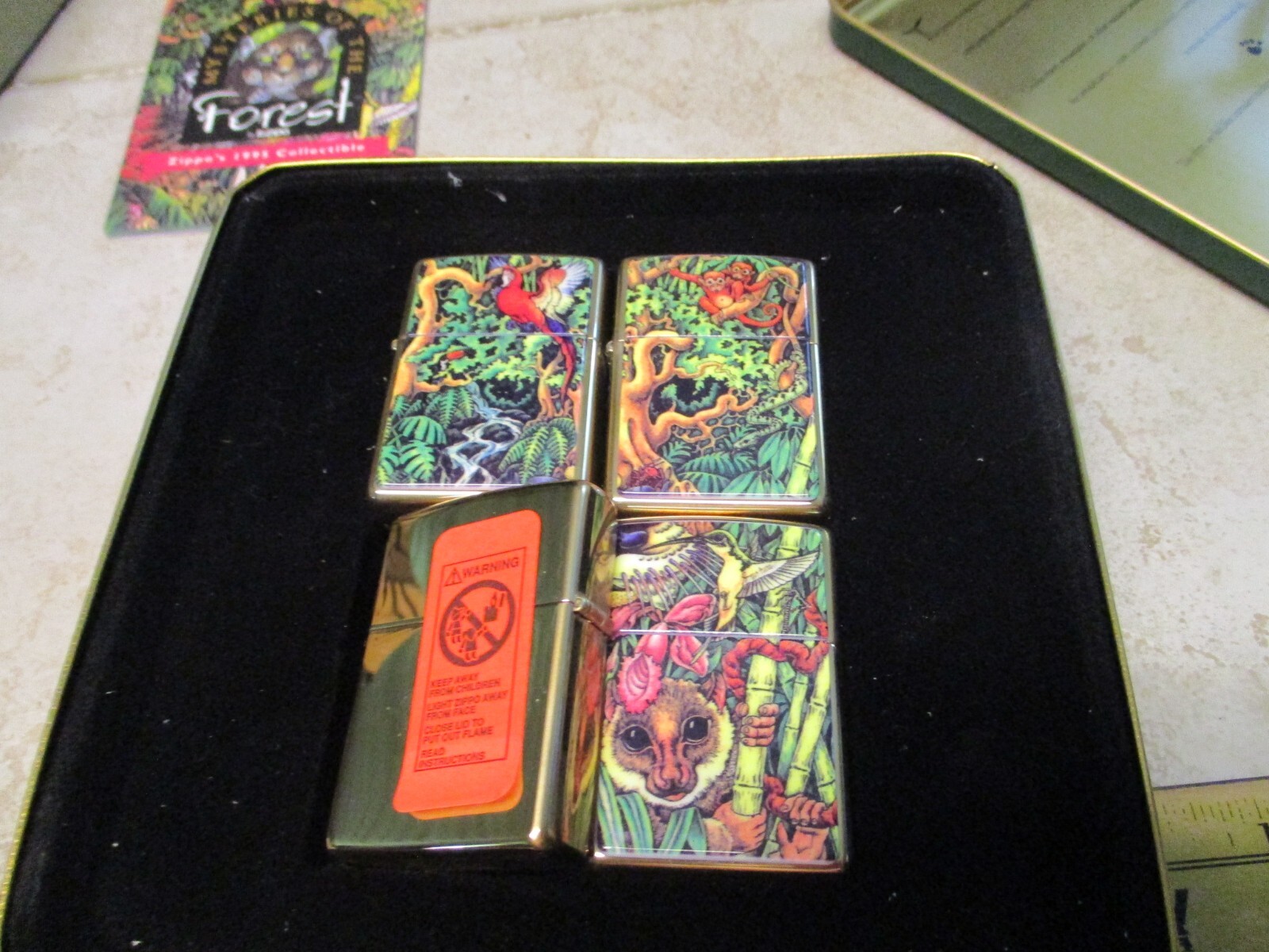 Rare ZIPPO 1995 Mysteries of the Forest Set of 4 In Tin Lighter Limited Edition