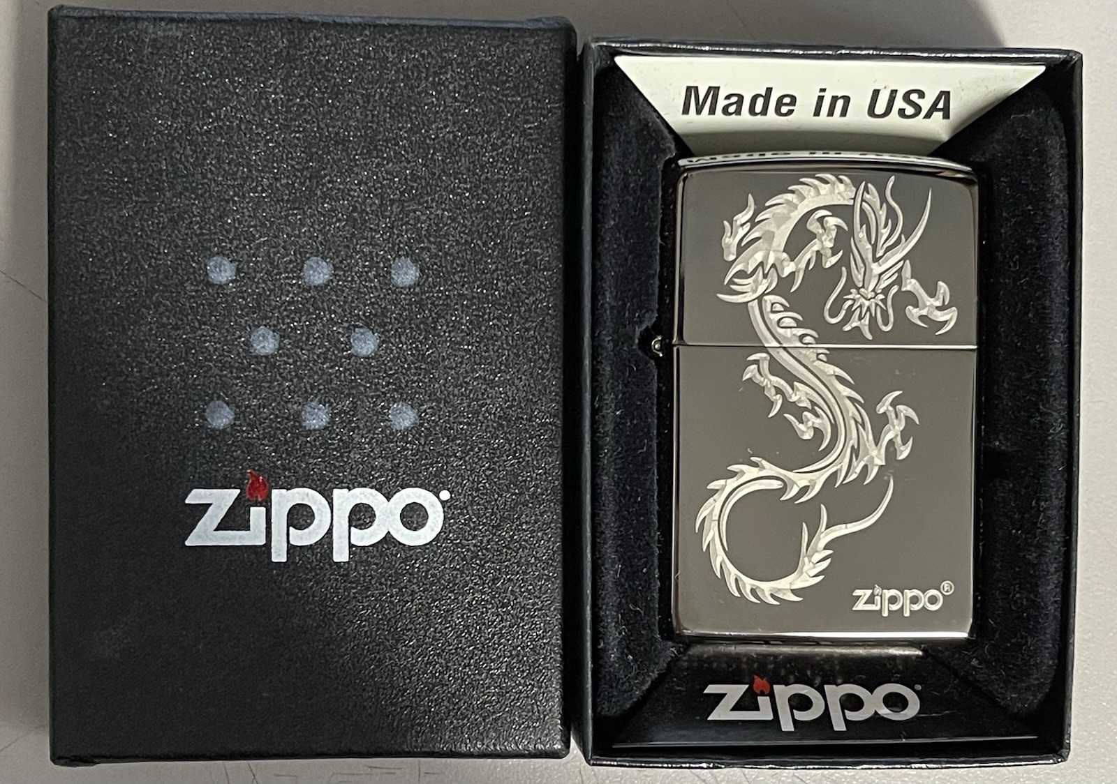 ZIPPO 2019 CHINESE DRAGON DESIGN LOGO ETCHED IGHTER SEALED IN BOX A819