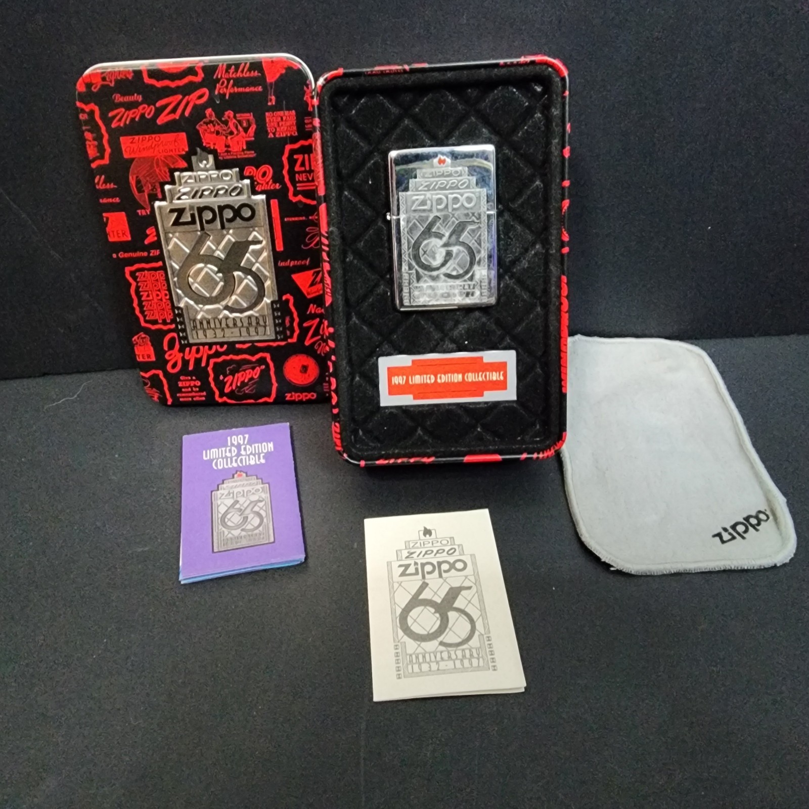 VINTAGE 1997 65th ANNIVERSARY EMPLOYEE ONLY ZIPPO LIGHTER MIB RARE 1 OF 1365!