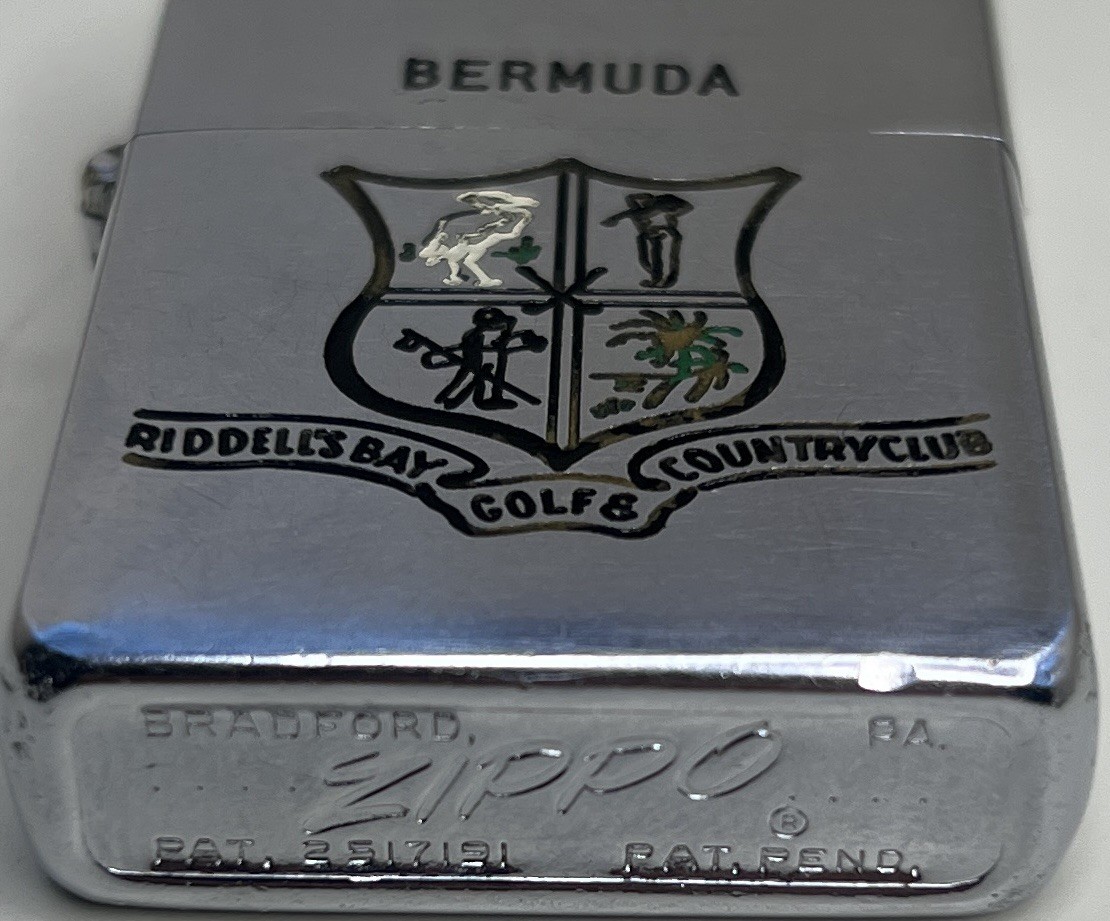 1958 Vtg Zippo Lighter Riddells’s Bay CC Bermuda Good Condition Fully Intact