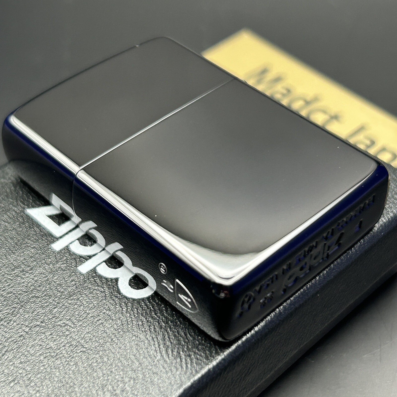 Zippo Armor Case Titanium Black Side Logo Oil Lighter Etching Brass Japan New