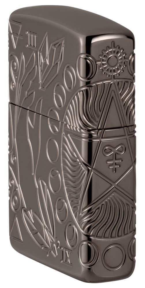 Zippo 49689 Wicca Design Armor Lighter Black Ice Deep Carve New In Box