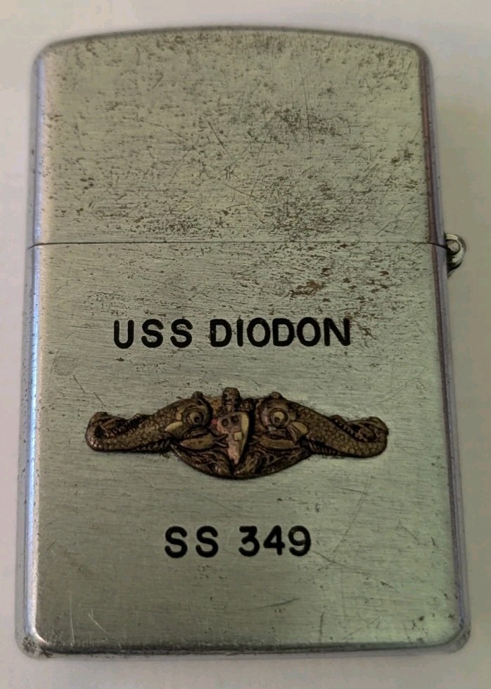 1960s US Navy Submarine Cigarette Lighter – SS349 USS Diodon Named to EMERSON