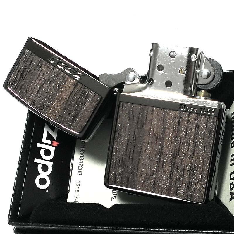 Zippo Oil lighter Rose Wood Light Neo Black Stripe Regular Case Japan