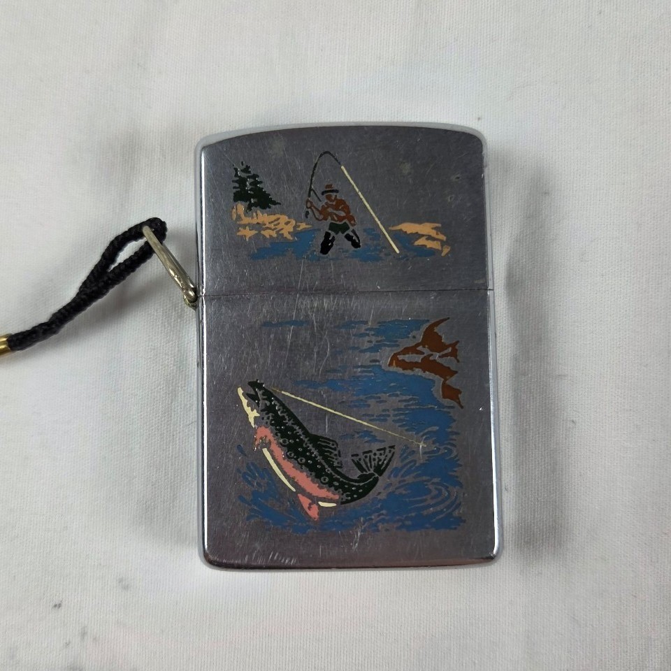 Vintage 1960s Zippo Trout Fisherman Lighter