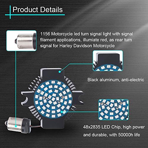 Motorcycle LED Lights Blinkers Reverse Light 1156 Red Compatible with 1156-Red