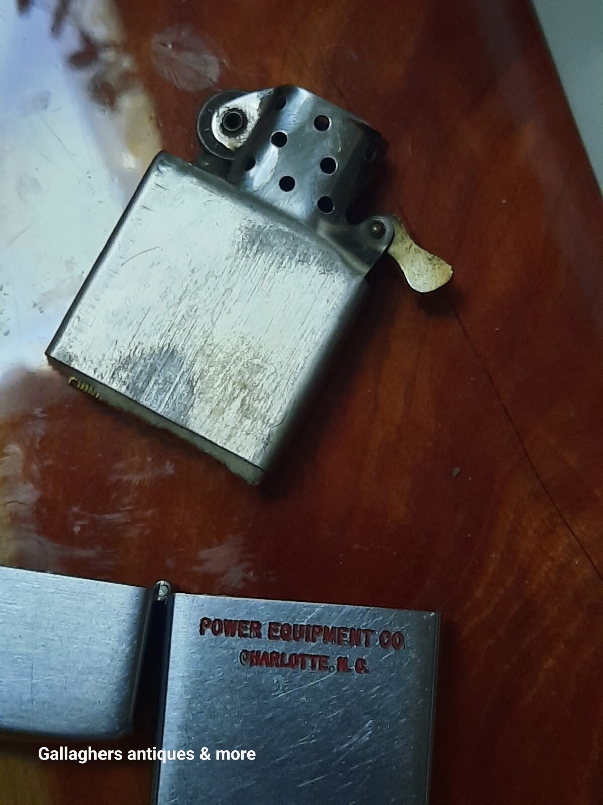 Vintage Advertising Zippo Lighter Pat 2032695 Charlotte power equipment co Nc