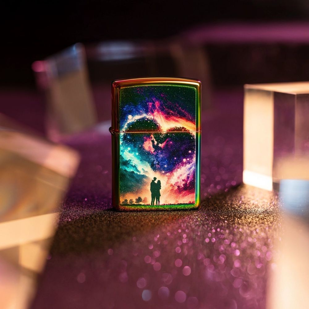 Zippo Cosmic Love Design Multi Color Windproof Pocket Lighter, 46814