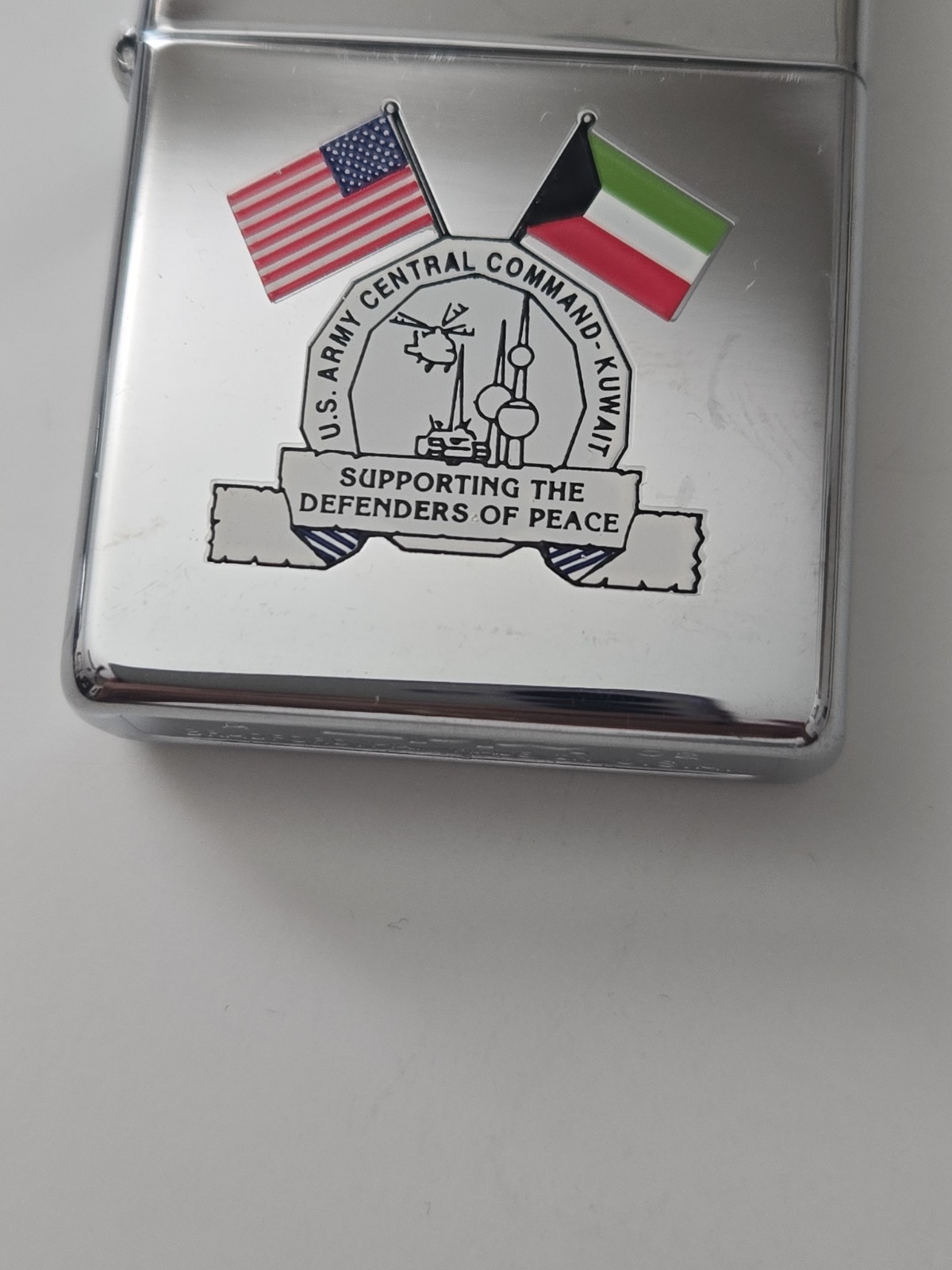 Zippo 2002 US Army Central Command Camp Doha Kuwait Chrome