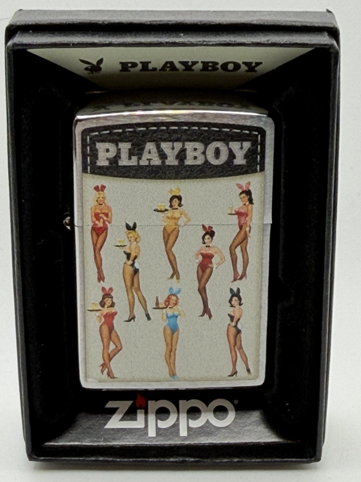 2023 Playboy Vintage Bunnies Chrome Zippo Lighter NEW 48478