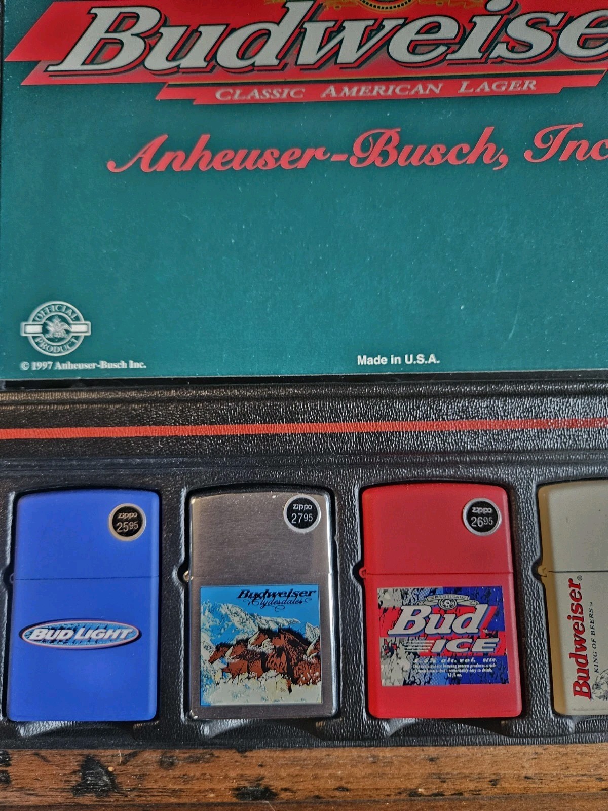 Complete 1997 Zippo Budweiser Anheuser Busch Counter Display – Unfired Lighters