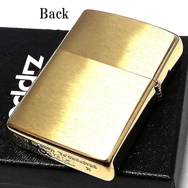 Zippo Flame Design Brush Brass Antique Gold Print Processing Oil Lighter Regular