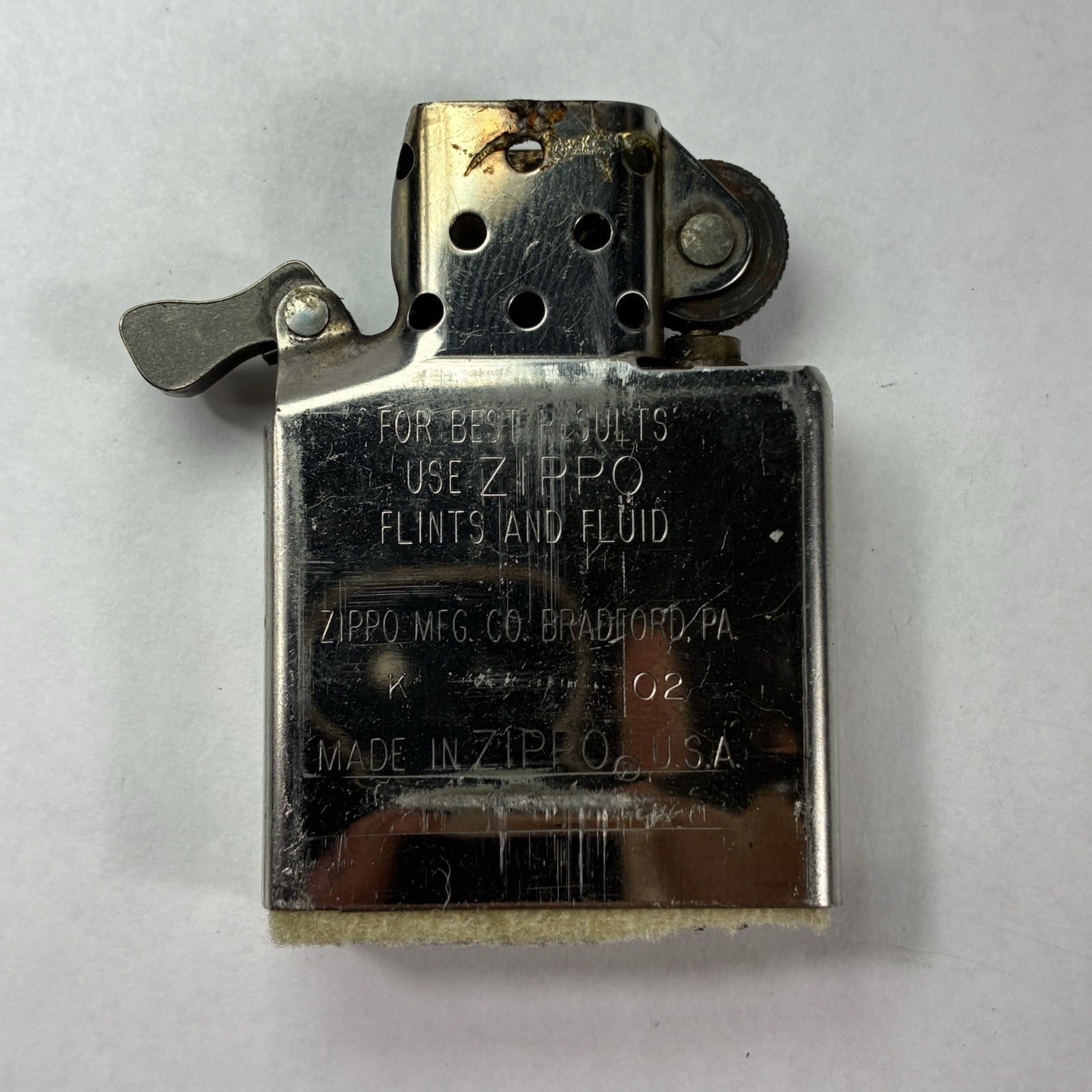 Vtg 2002 Zippo Firefighter Satin Chrome Lighter w/Box & Manual VGC Made in USA