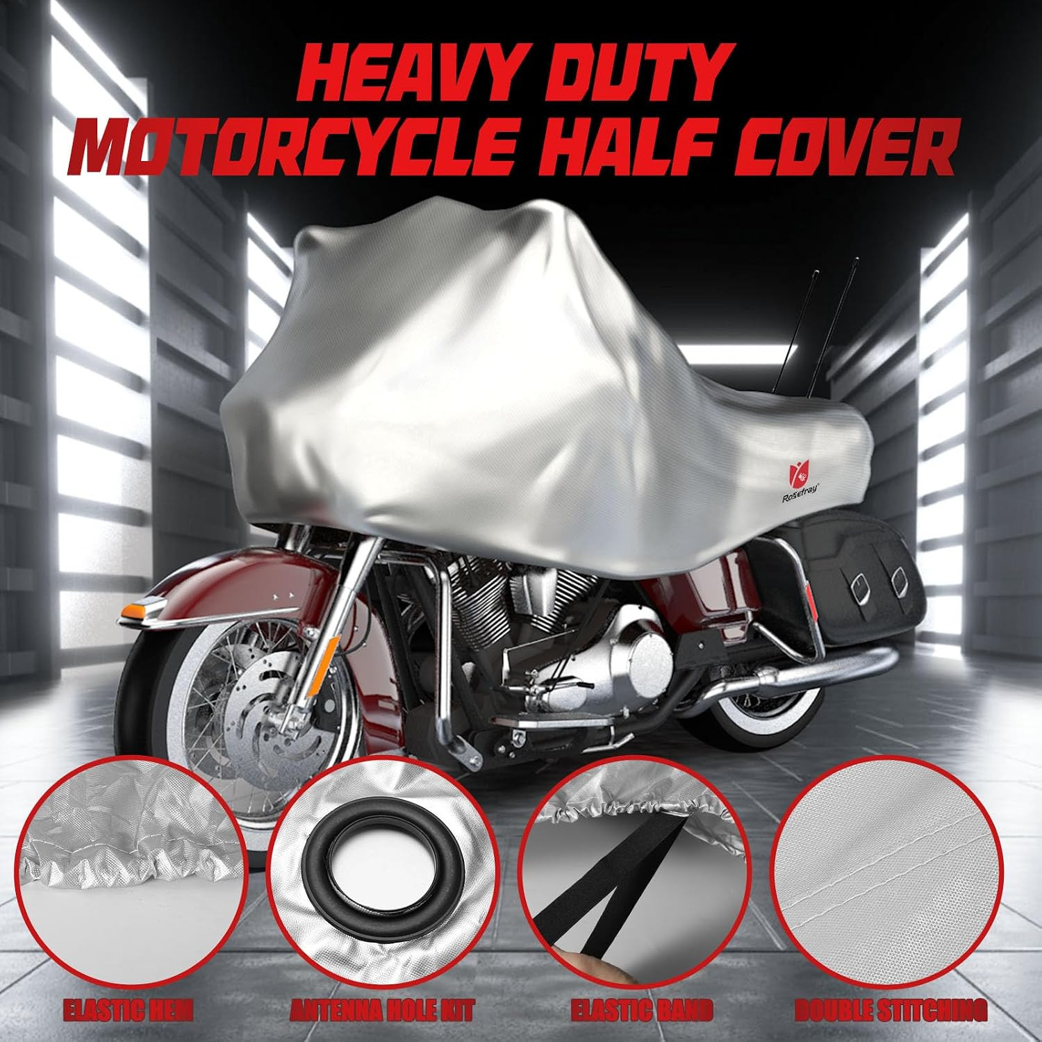 420D Motorcycle Half Cover-Outdoor Waterproof All Weather Protection Lightweight