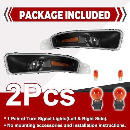 Pair Turn Signal Lights Compatible with 2005-2009 Clear Lens Black Housing