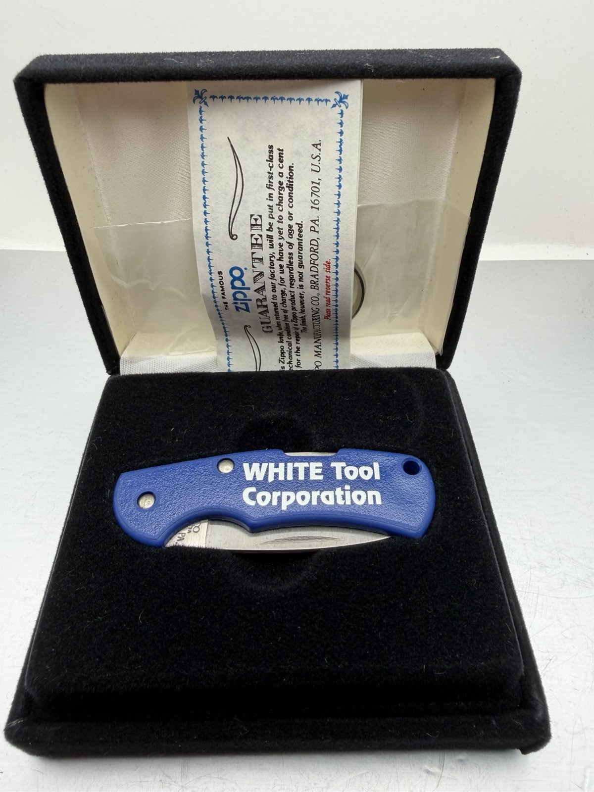 Vintage White Tool Corporation Advertising Stainless Zippo Pocket Knife NEW B53
