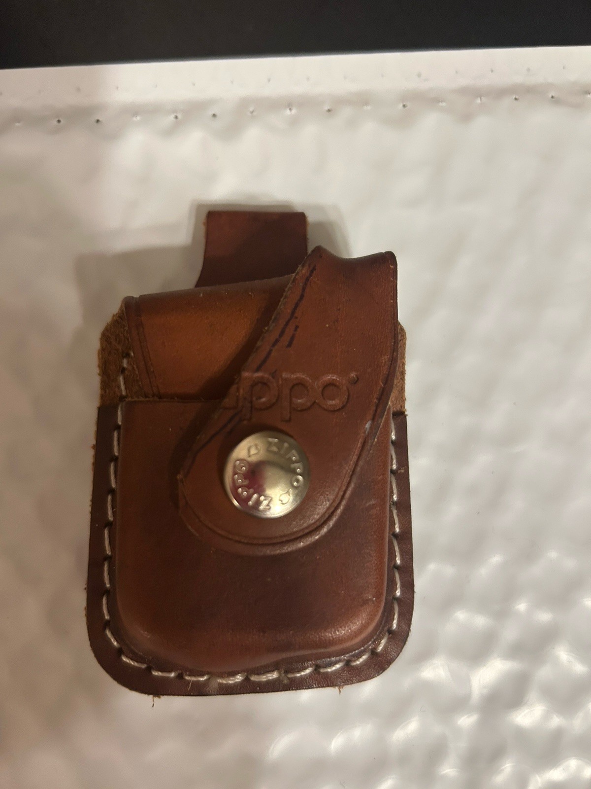 Zippo Brown Genuine Leather Lighter Pouch/Case/Holder Belt Clip Sheath
