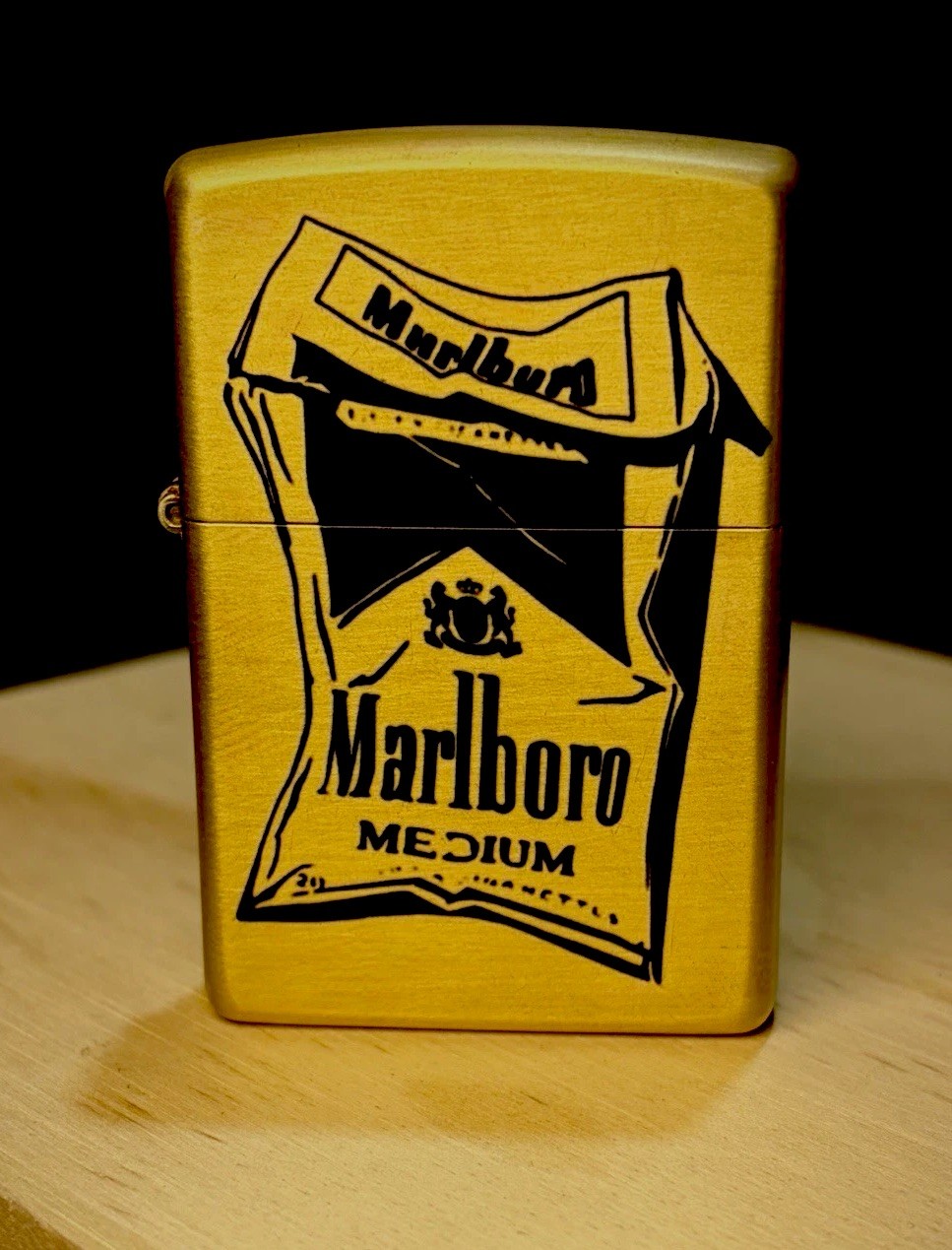 Gold Zippo Lighter Collectible EDC Marlboro Custom Made