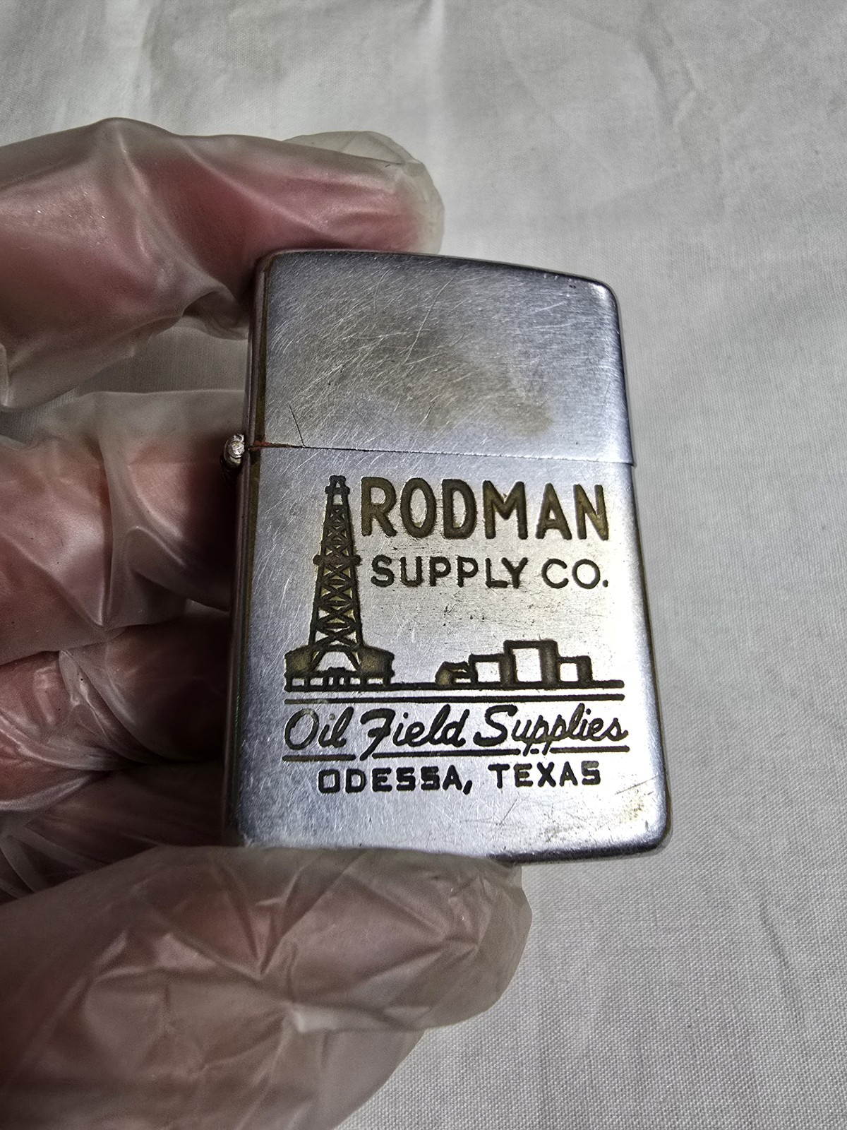 Zippo Vintage 1947-1950 Oil & Gas Rodman Supply Co. Pat. 2032695 Lighter. RARE